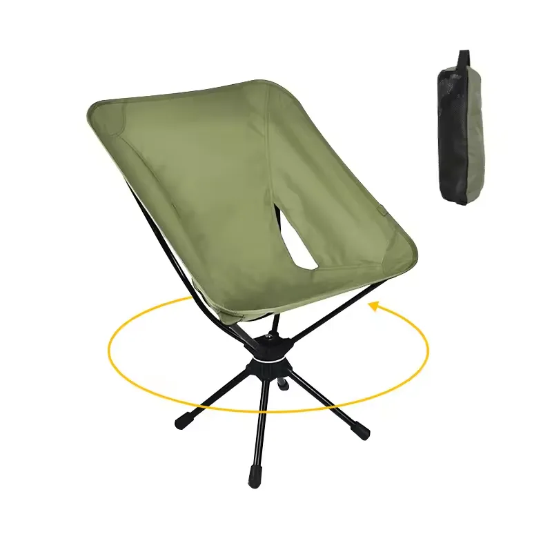 Foldable 360 degree swivel camping moon chair with carry bag